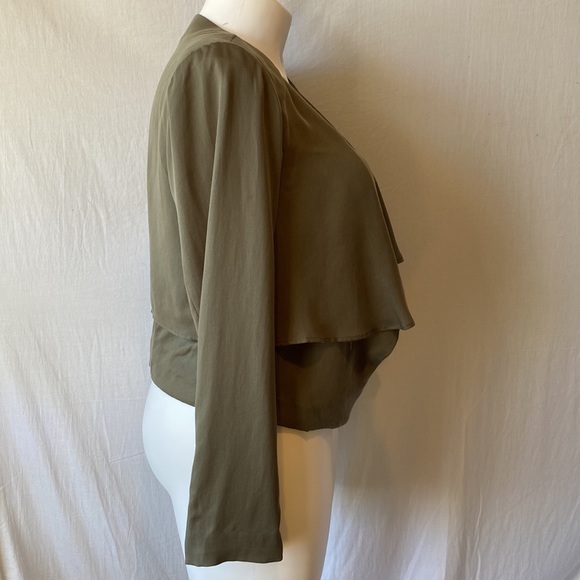 BCBG Maxazria, Double-Layer Long Sleeves Open-front Blazer, Forest Green, Large - Picture 3 of 5